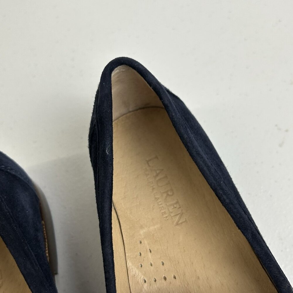 Lauren Ralph Lauren Wynnie Leather Loafers Women 6.5B Slip On Blue Soft Nappa - Picture 7 of 12